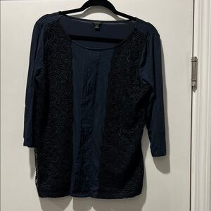 Ann Taylor Navy and Black Lace Blouse
